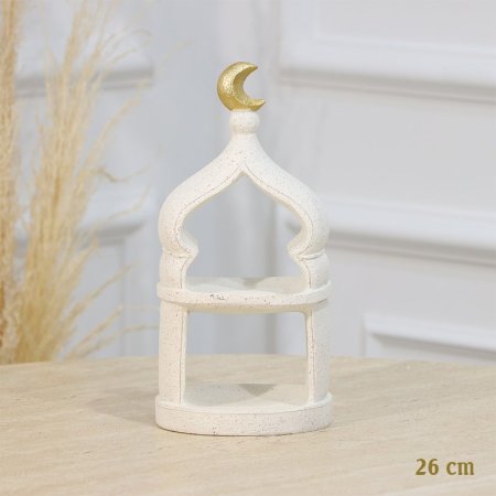 مضيفة تمر 2 طبقة جبص بيج 26سم شكل محراب مسكة ذهبي  EL94/45 =رم1